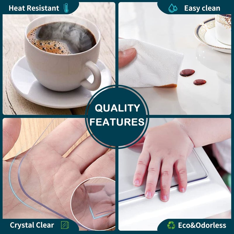 Wadrac Multisize 1.5mm Thicken Clear PVC Table Cover Protector Table Pads Glass for Dining Room Table Rectangular Vinyl Non-Slip Waterproof Desk Pad for Coffee Table Writing Desk Chair Mat, 36x54 inch - Image 5